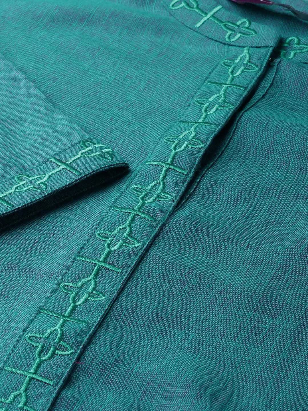 Blue Embroidered Rayon Kurta Set - Libas 