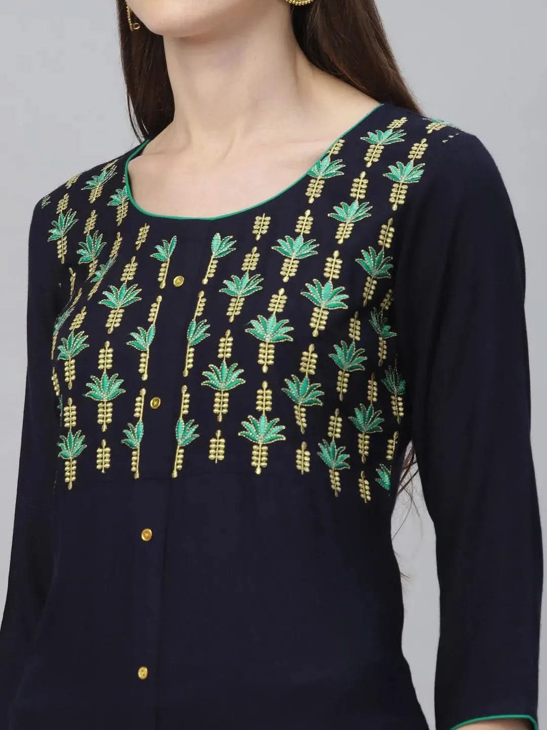 

Buy Blue Embroidered Rayon Kurta Set - 6905-XS | Libas Ethnic Wear Online