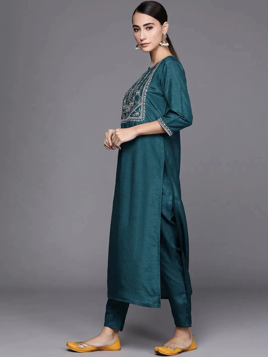 

Buy Blue Embroidered Silk Blend Suit Set - 20205O- | Libas Ethnic Wear Online