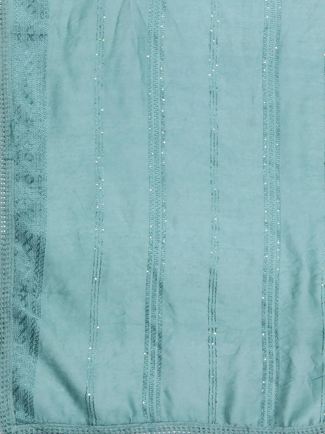 Blue Embroidered Silk Blend Straight Kurta With Trousers & Dupatta - Libas 