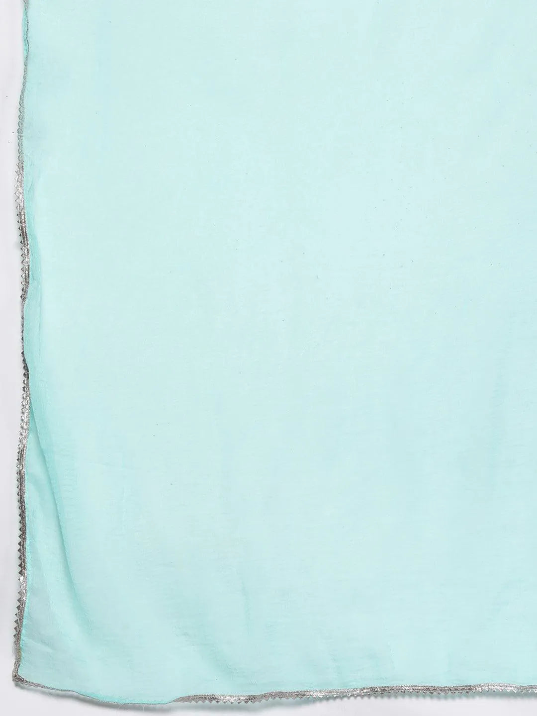 Blue Embroidered Silk Blend Straight Kurta With Trousers & Dupatta - Libas 