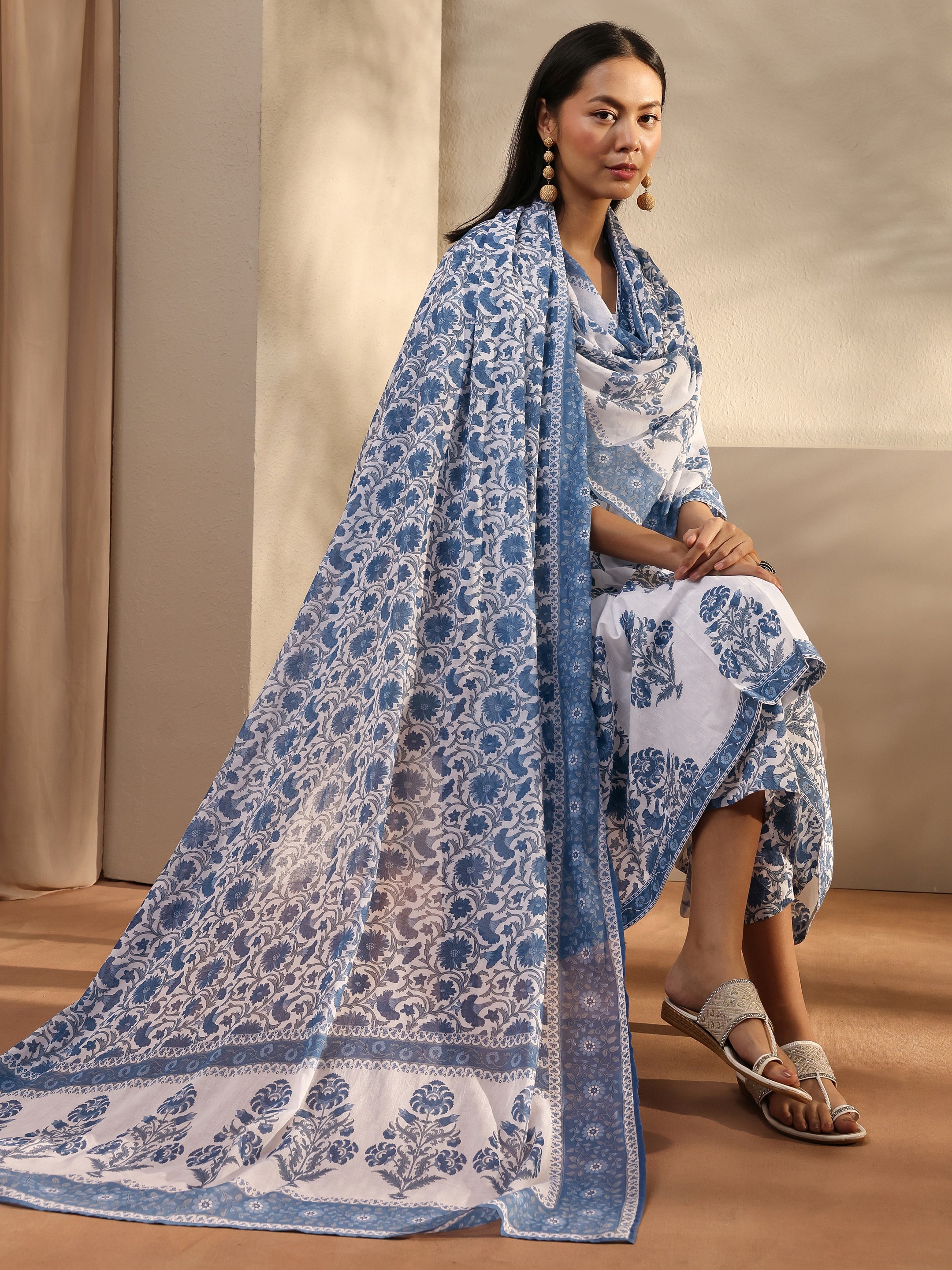 libas Blue Ethnic Motif Printed Cotton A-Line Suit Set With Dupatta-picture-40