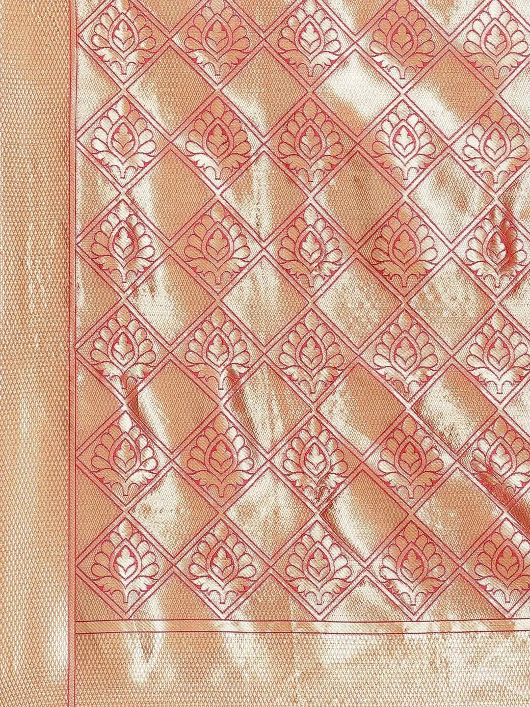 Blue Printed Brocade Saree - Libas 