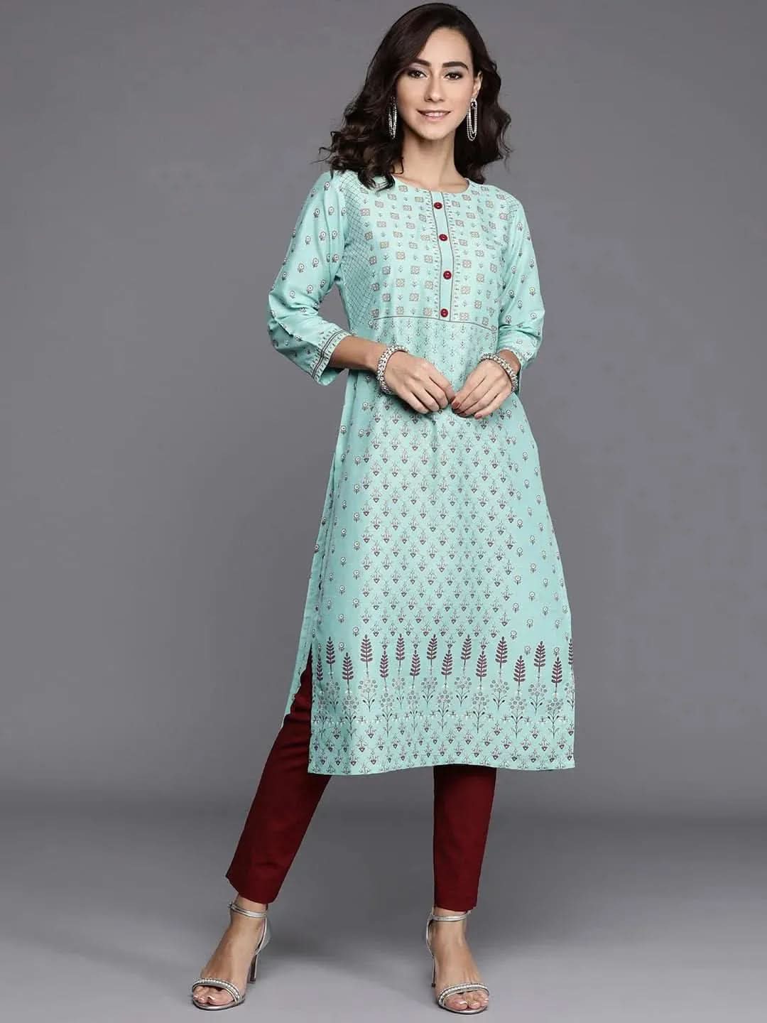 libas Blue Printed Chanderi Silk Kurta-picture-51