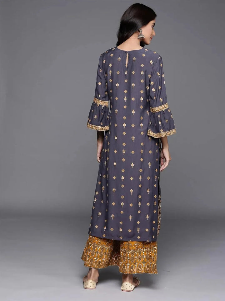 Blue Printed Chanderi Silk Kurta - Libas