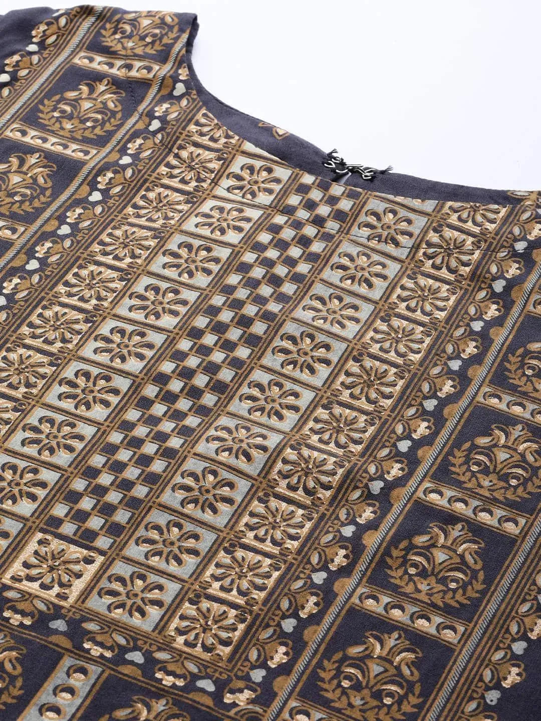 Blue Printed Chanderi Silk Kurta - Libas 