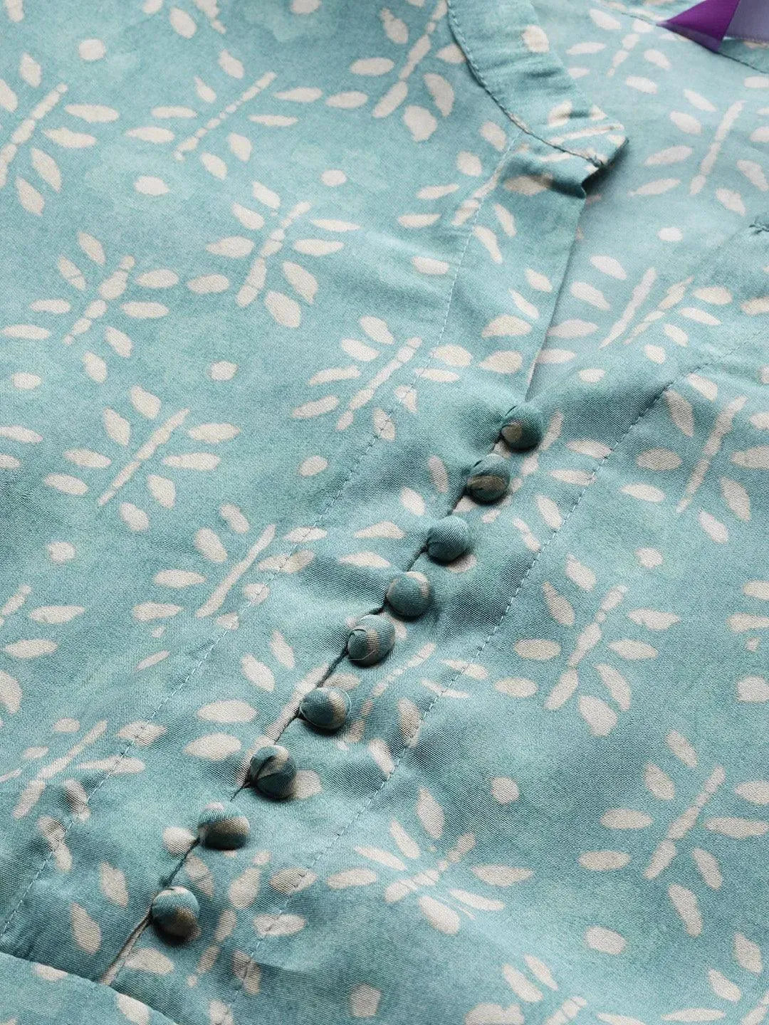 Blue Printed Chanderi Silk Kurta - Libas 