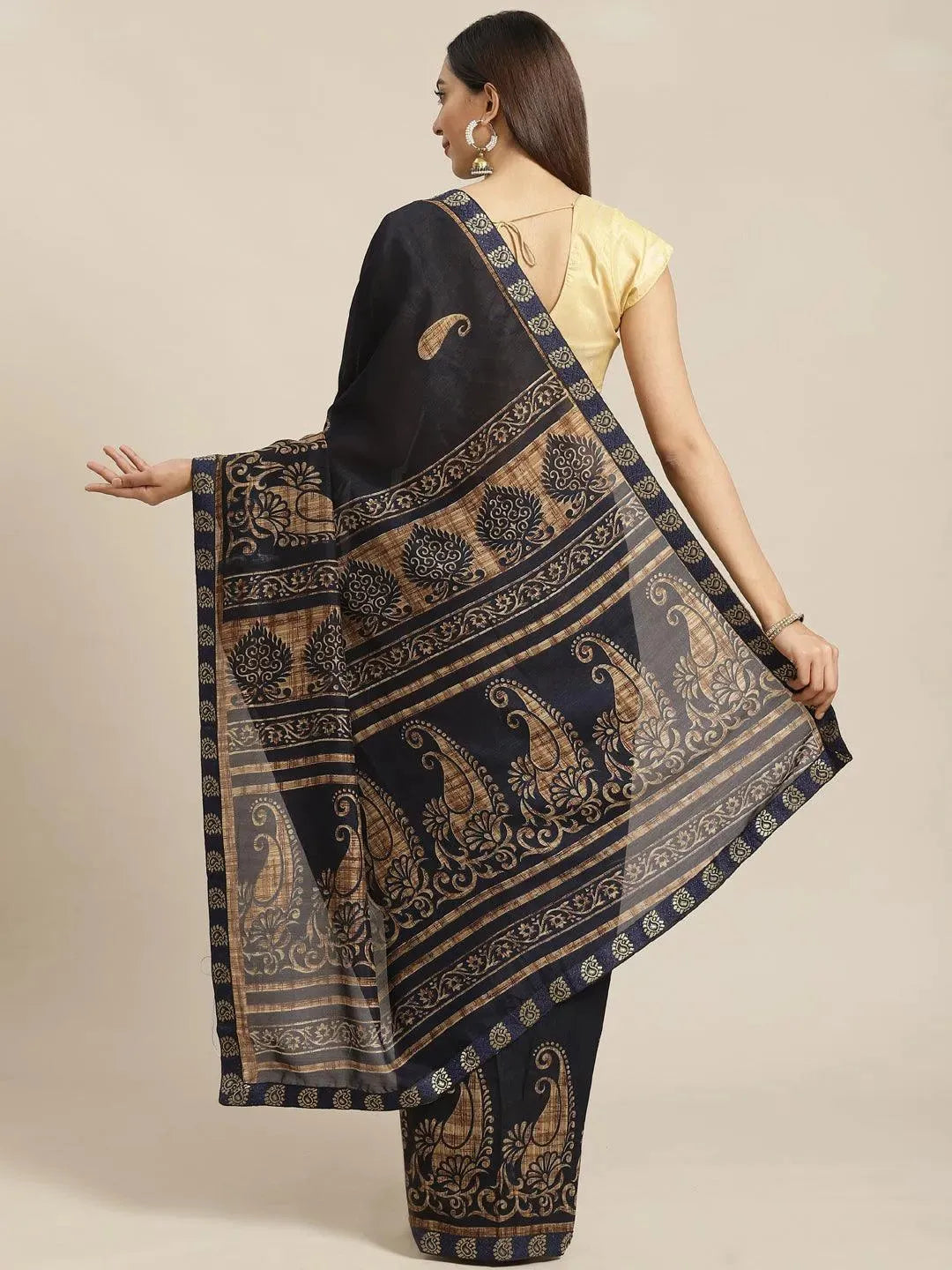 Blue Printed Chiffon Saree - Libas 