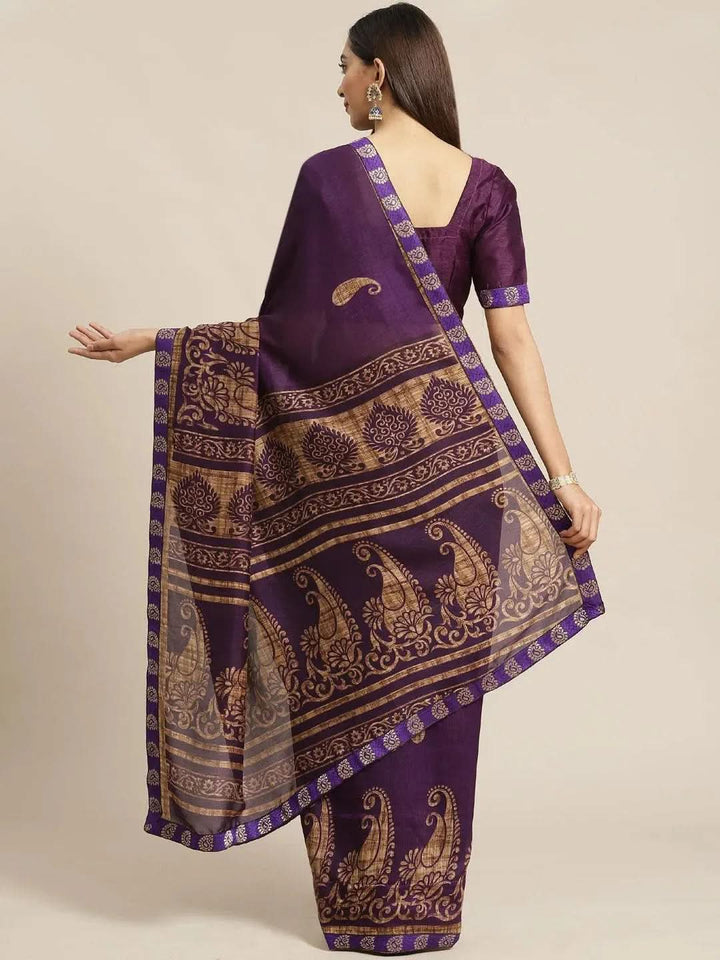 Blue Printed Chiffon Saree - Libas