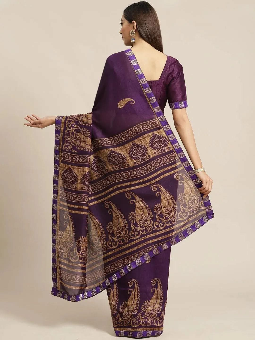 

Blue Printed Chiffon Saree