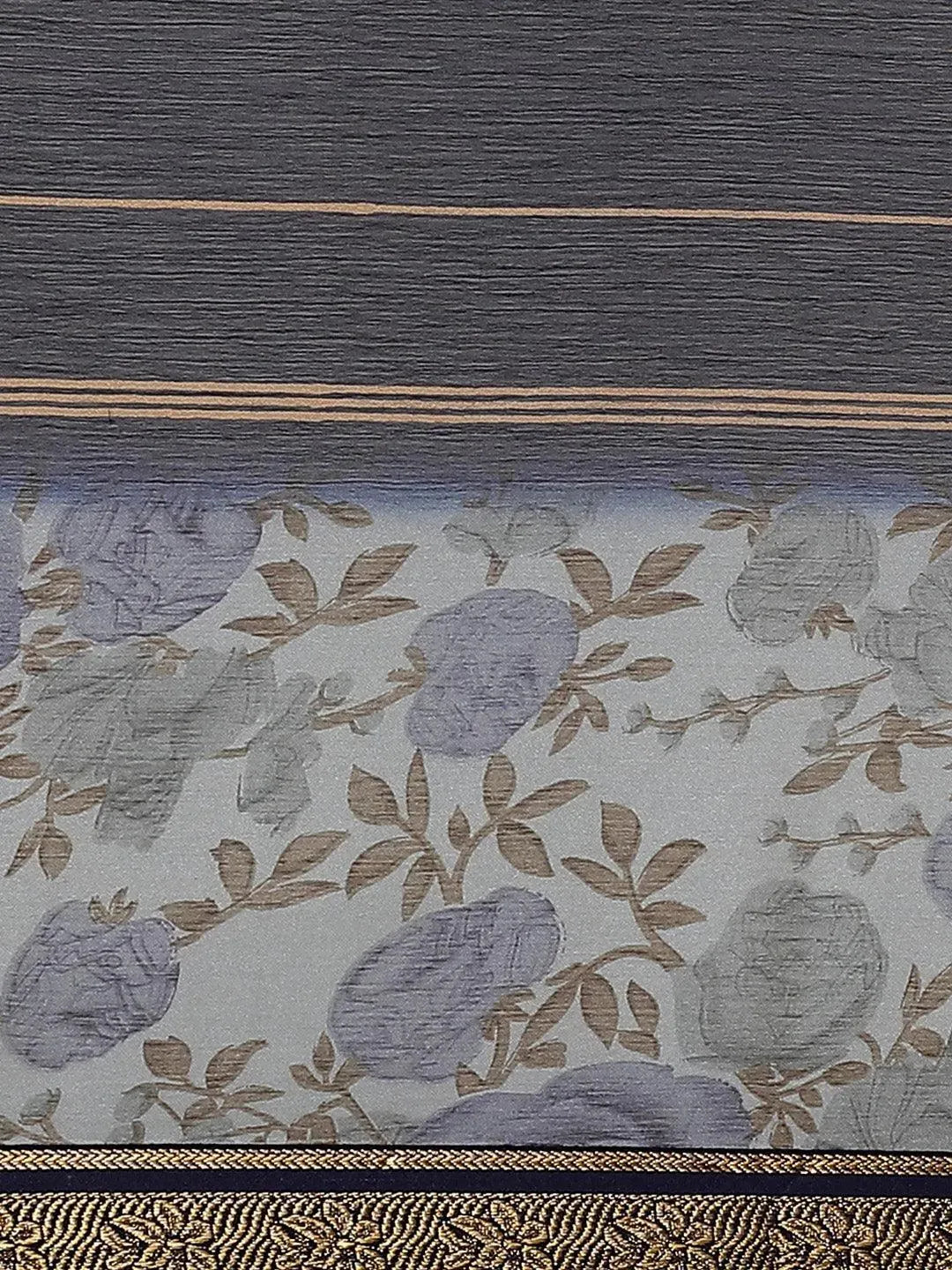 Blue Printed Chiffon Saree - Libas 