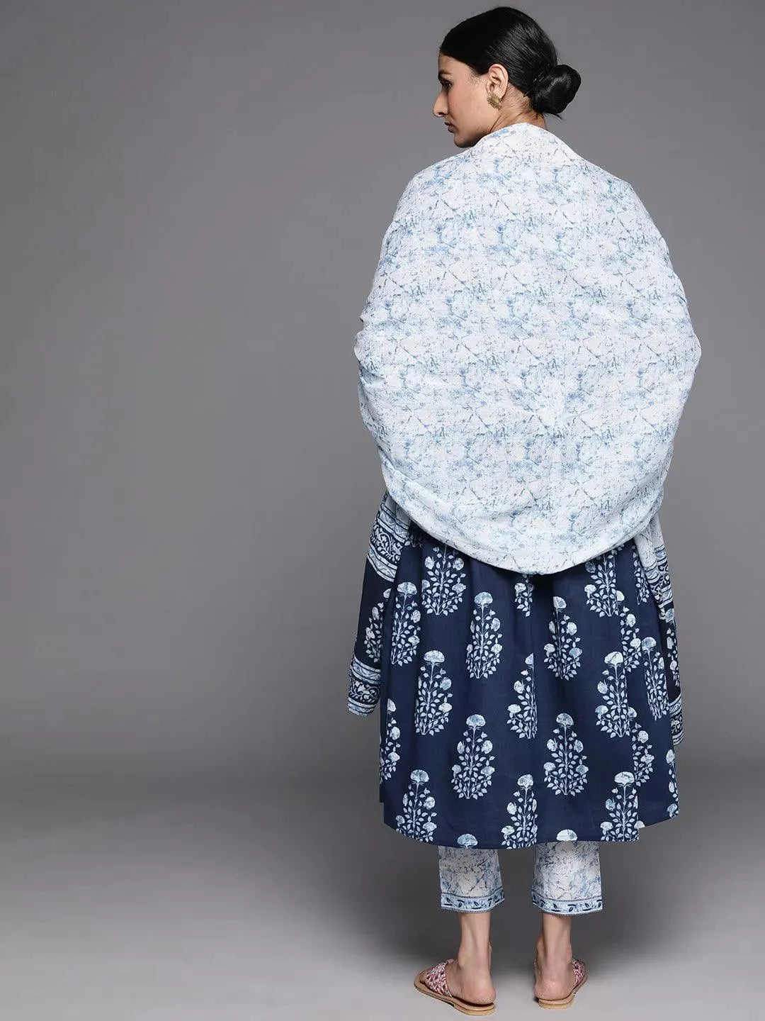 Blue Printed Cotton Suit Set - Libas 