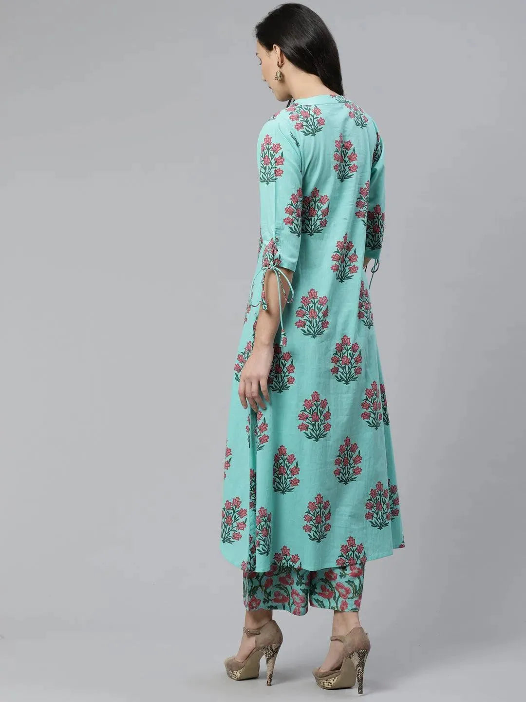 Blue Printed Cotton Kurta Set - Libas 