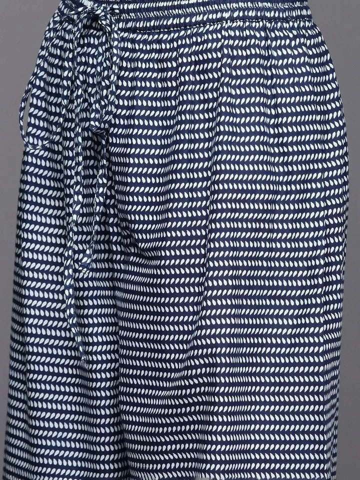 Blue Printed Cotton A-Line Kurta Set With Salwar - Libas