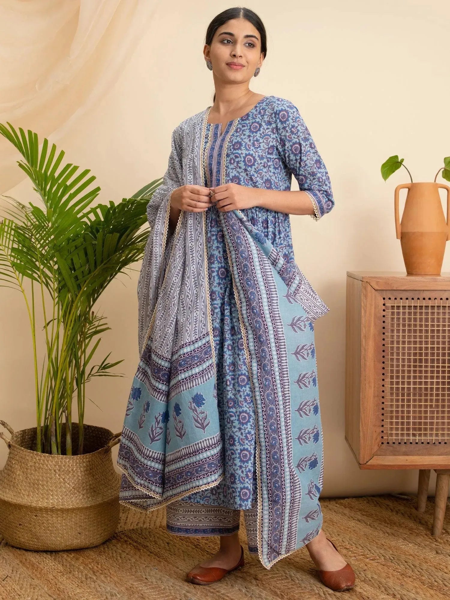 

Buy Blue Printed Cotton Suit Set - 20121O- | Libas Ethnic Wear Online