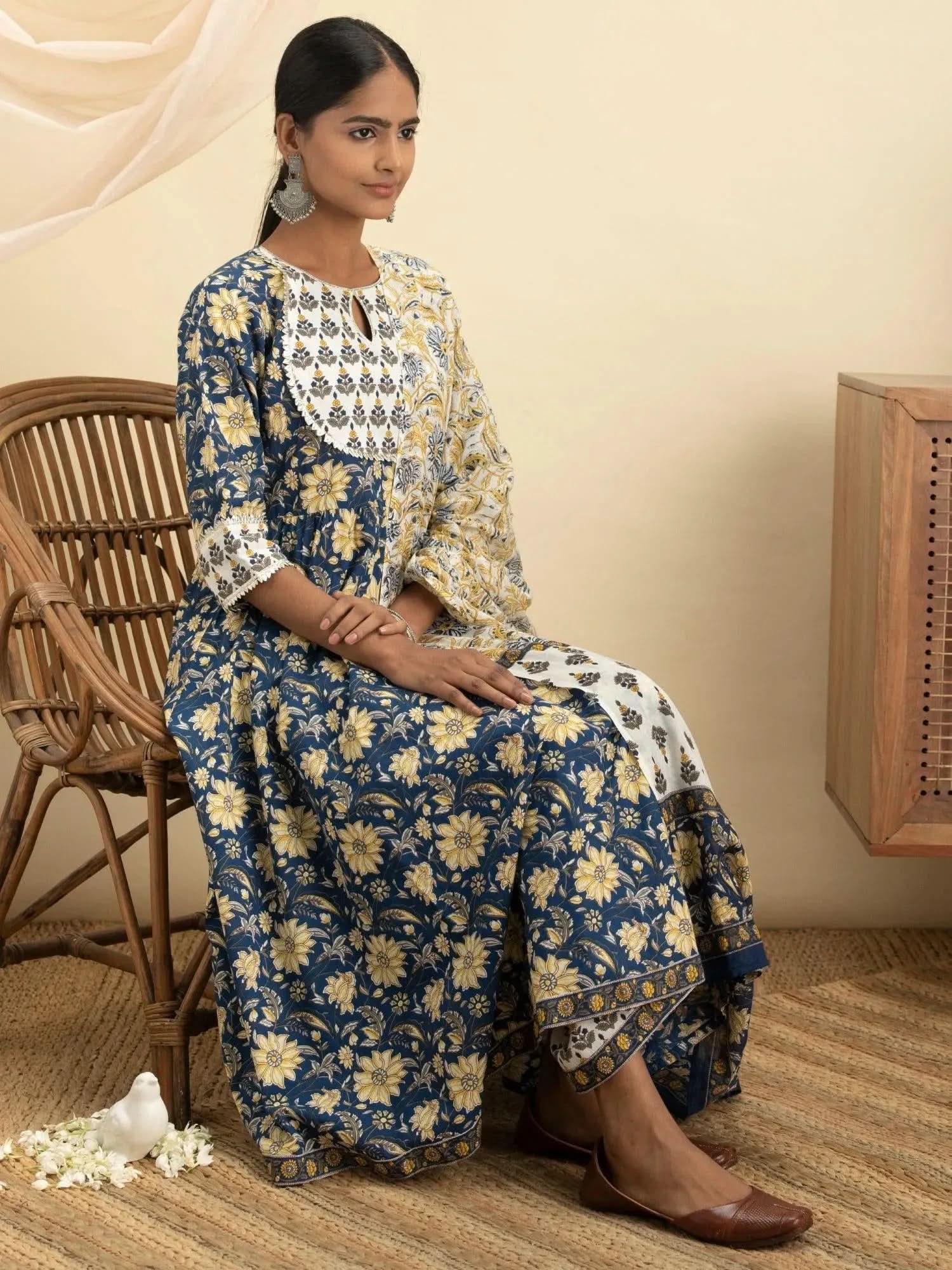 

Buy Blue Printed Cotton Suit Set - 13033O-XS | Libas Ethnic Wear Online
