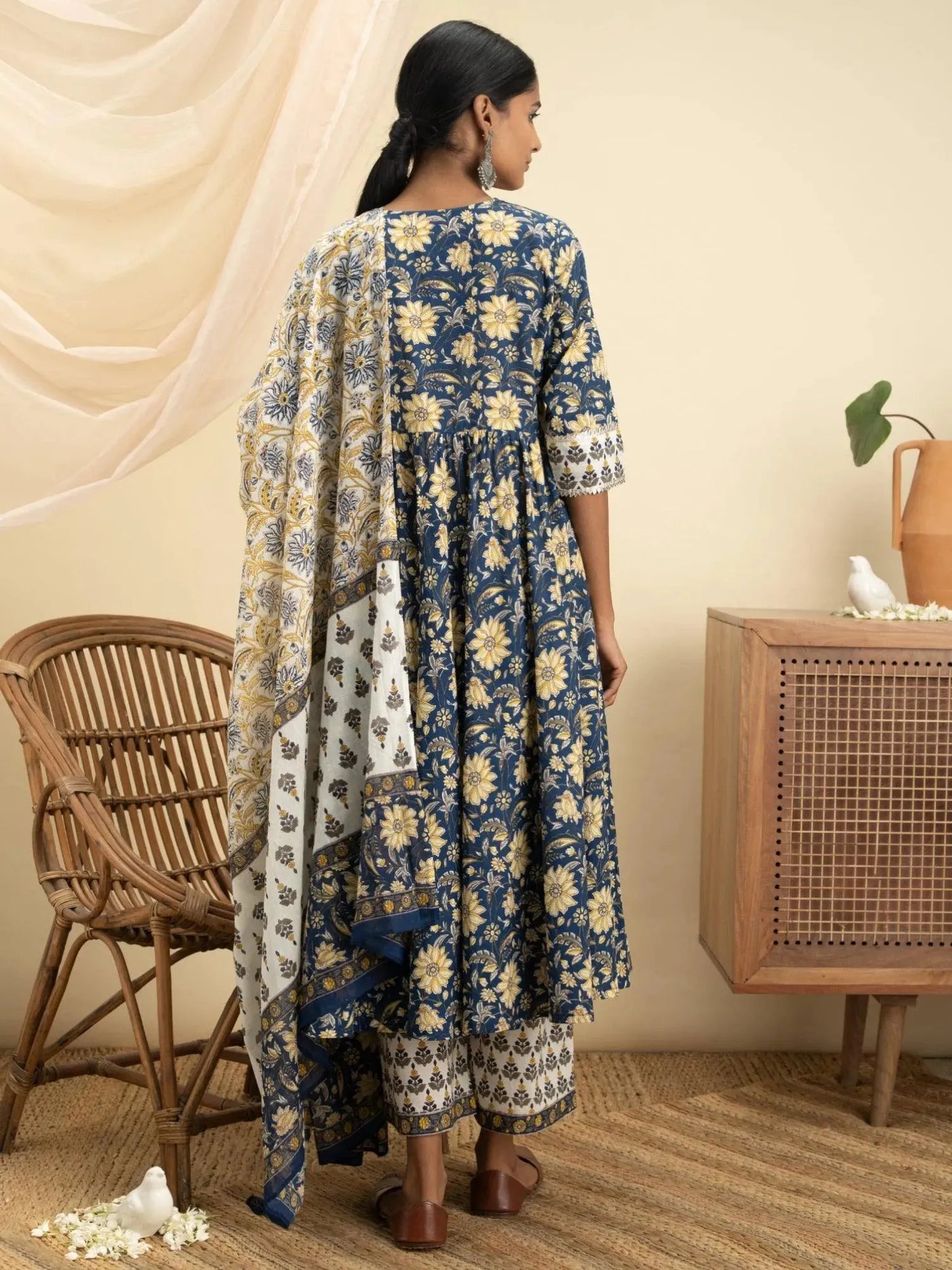 Libas blue printed anarkali kurta sale