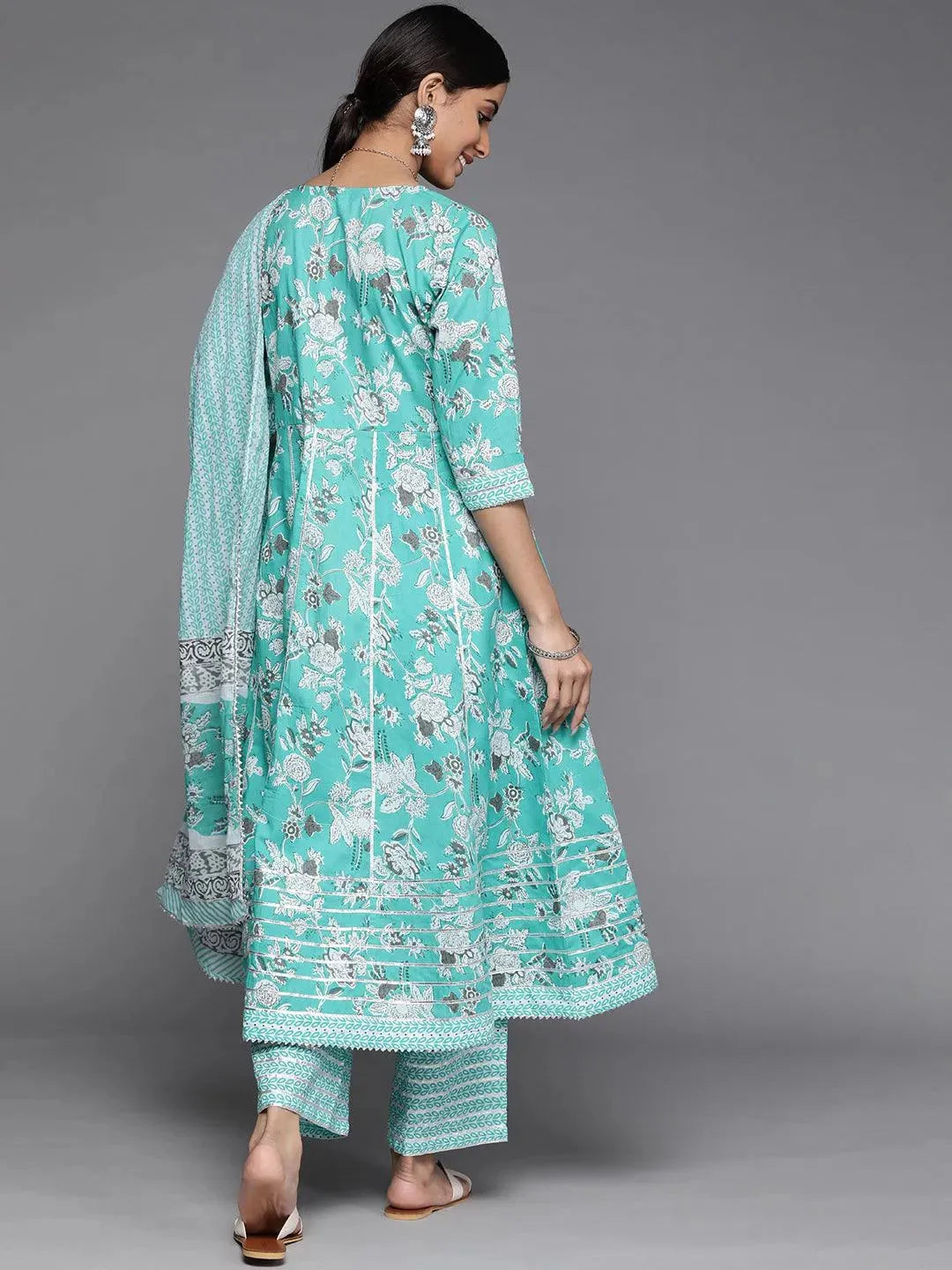 Blue Printed Cotton Suit Set - Libas