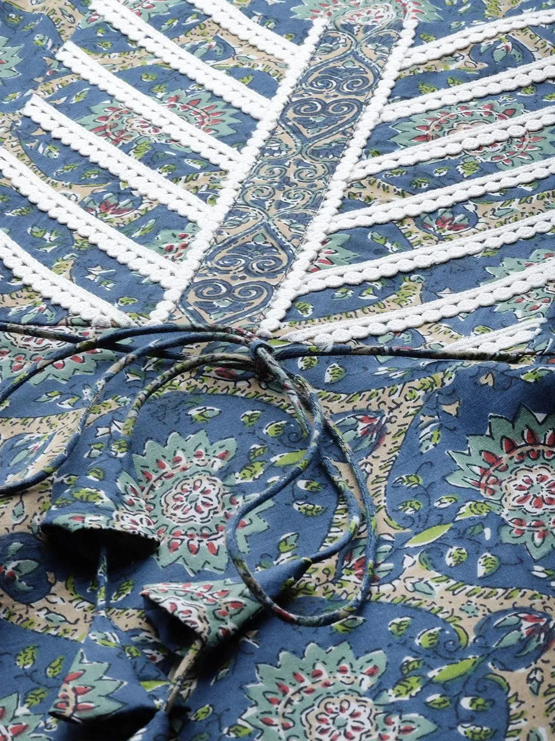 Blue Printed Cotton Dress - Libas 