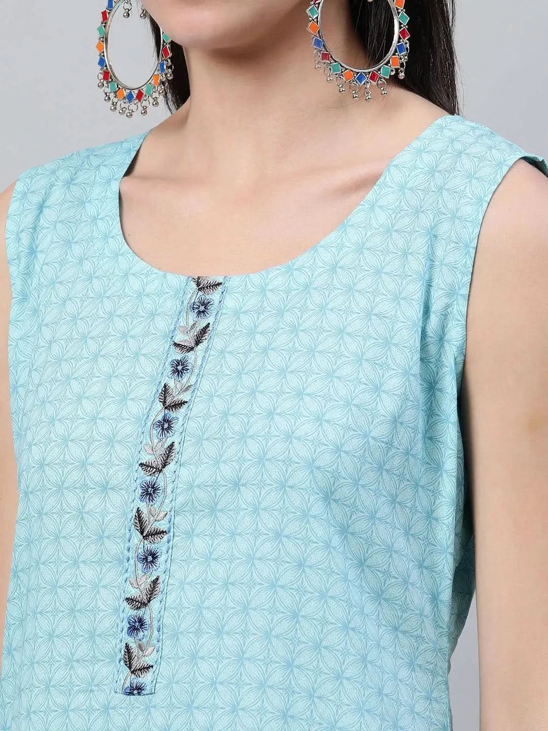 

Buy Blue Printed Cotton Dress With Jacket - 9232-XS | Libas Ethnic Wear Online