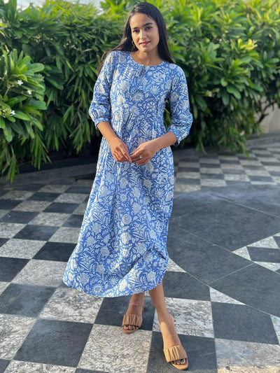 CALANGUTE WHITE COTTON EMBROIDERED KNEE LENGTH BRUNCH DRESS WITH FULL LENGTH  SLEEVES