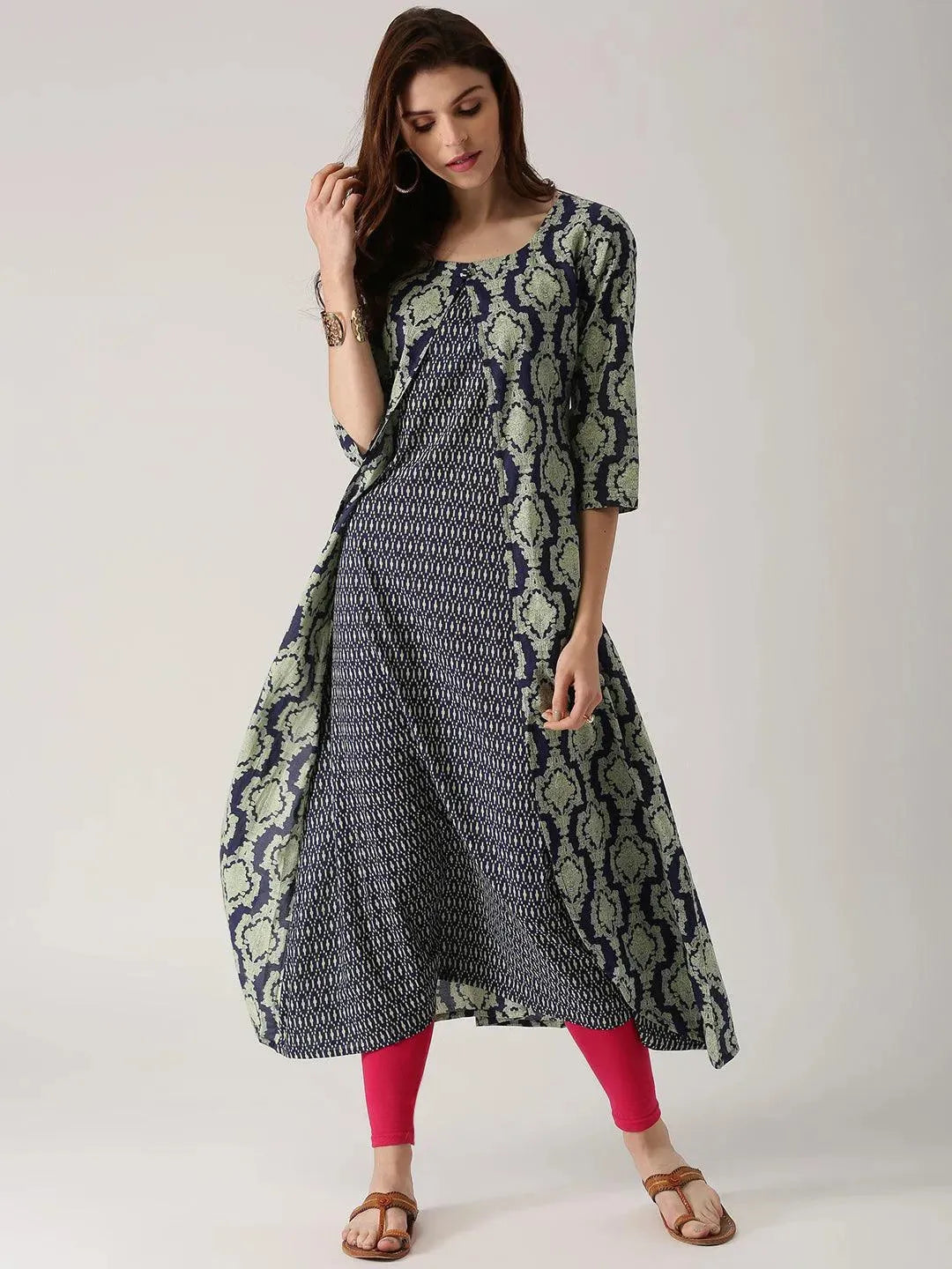 Blue Printed Cotton Kurta - Libas