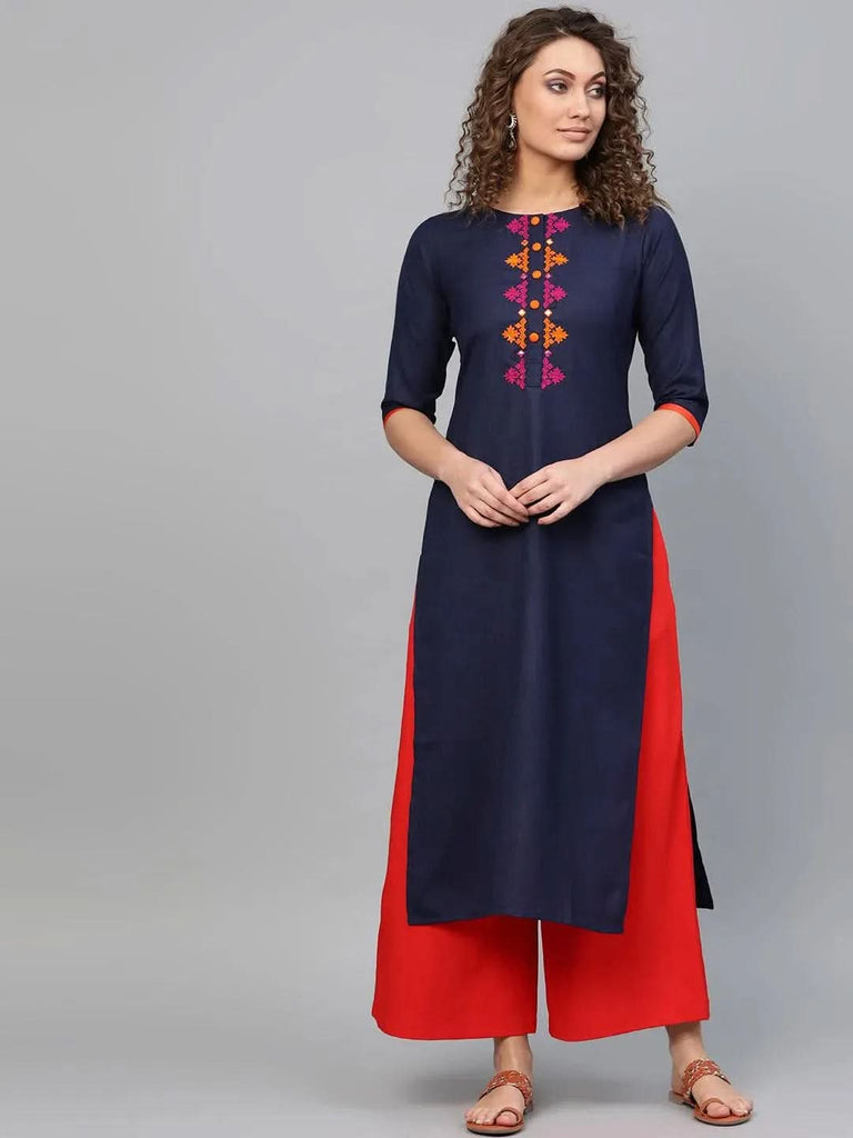 Libas Blue Printed Cotton Kurta