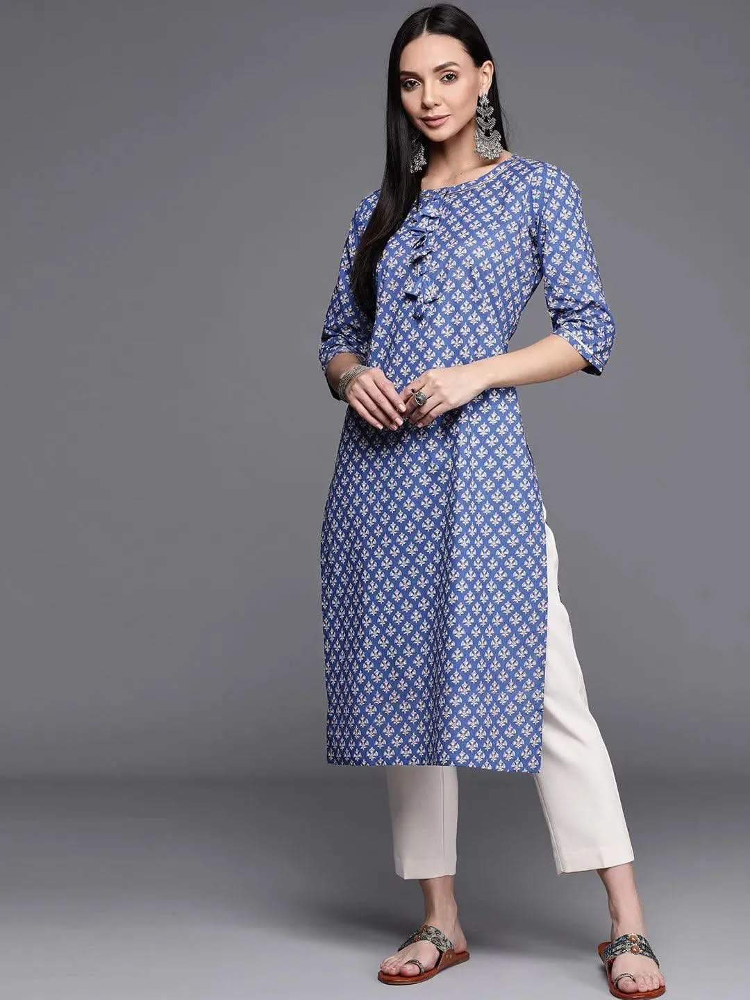 

Buy Blue Printed Cotton Kurta - 22181F- | Libas Ethnic Wear Online