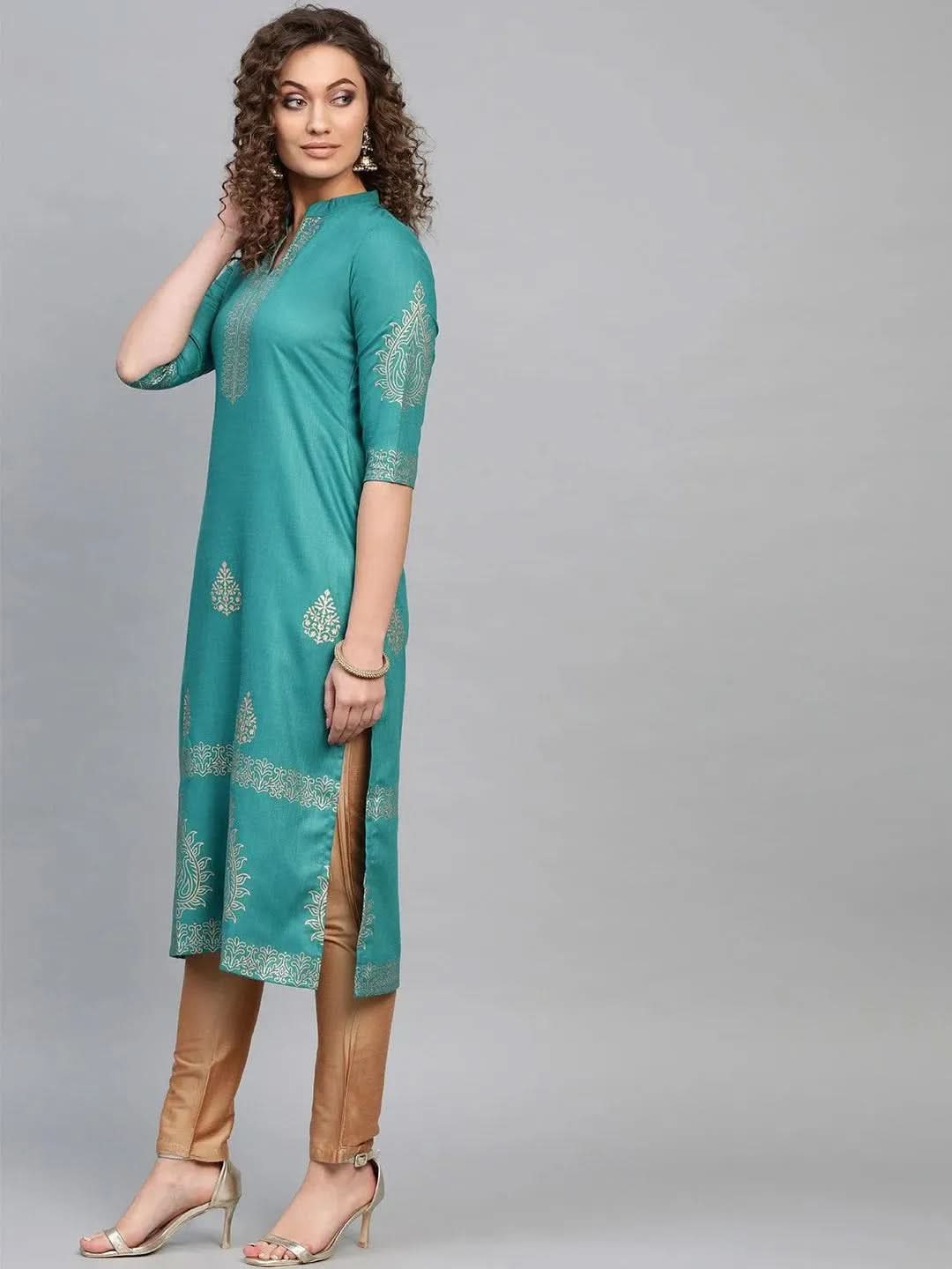 

Blue Printed Cotton Kurta