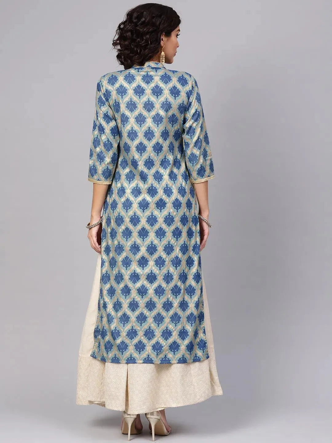 Blue Printed Cotton Kurta - Libas