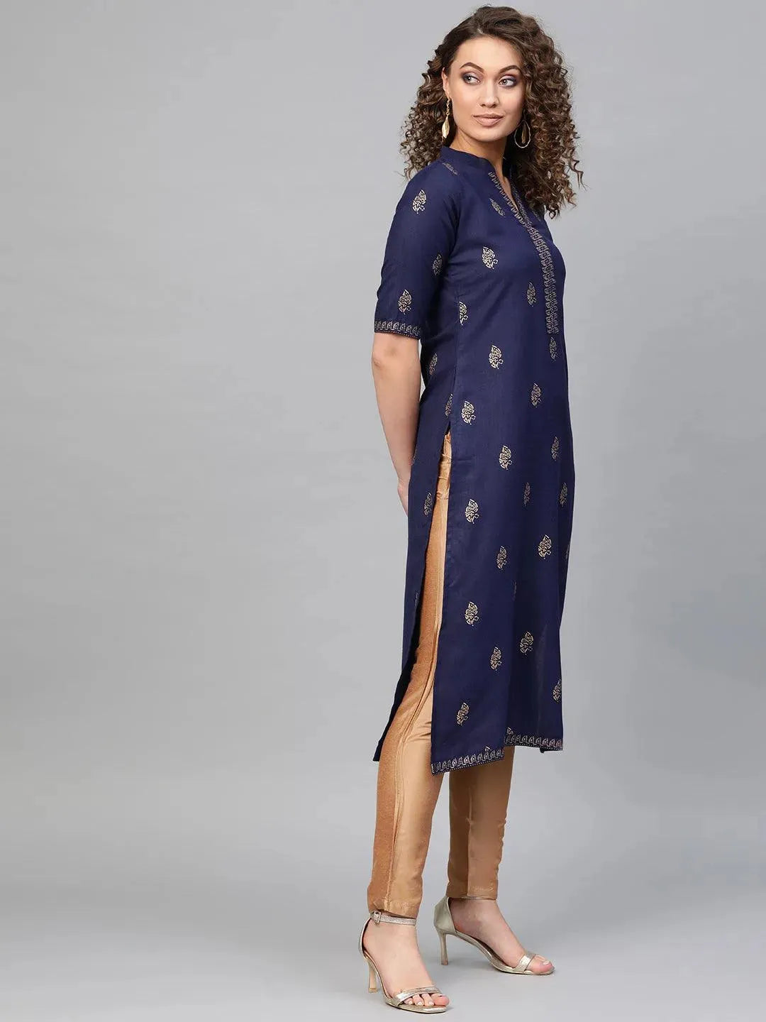 Blue Printed Cotton Kurta - Libas 