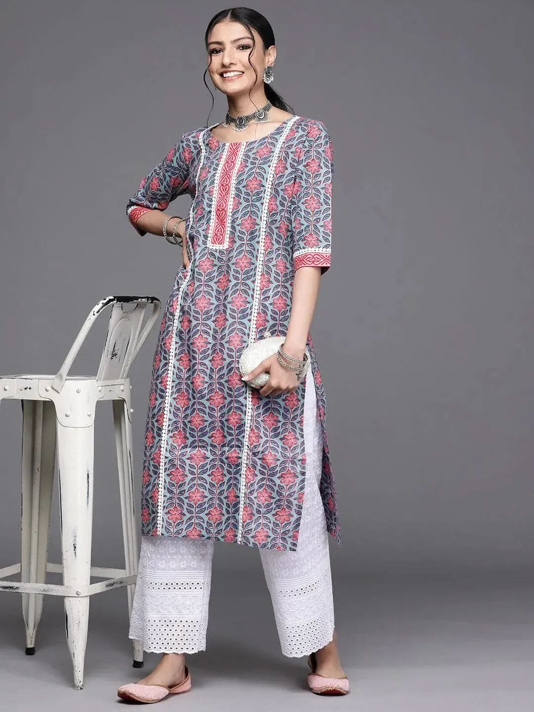 

Buy Blue Printed Cotton Kurta - 23357O-XS | Libas Ethnic Wear Online