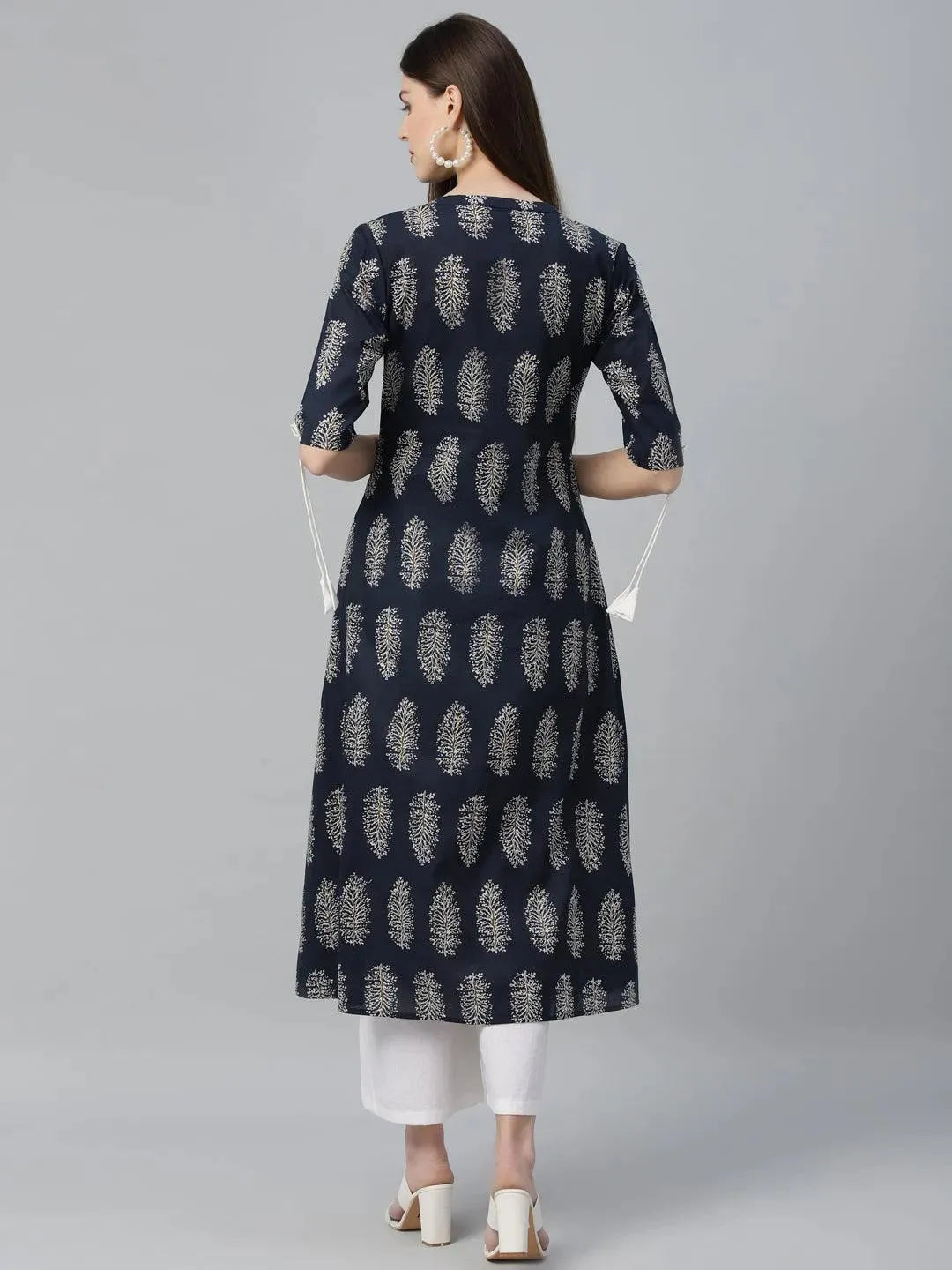 Blue Printed Cotton Kurta - Libas 