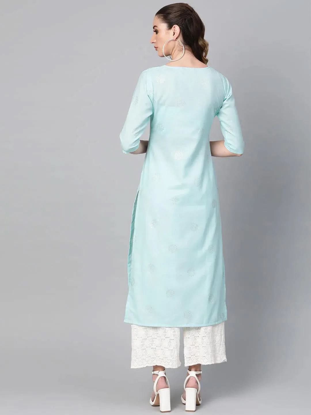 

Blue Printed Cotton Kurta