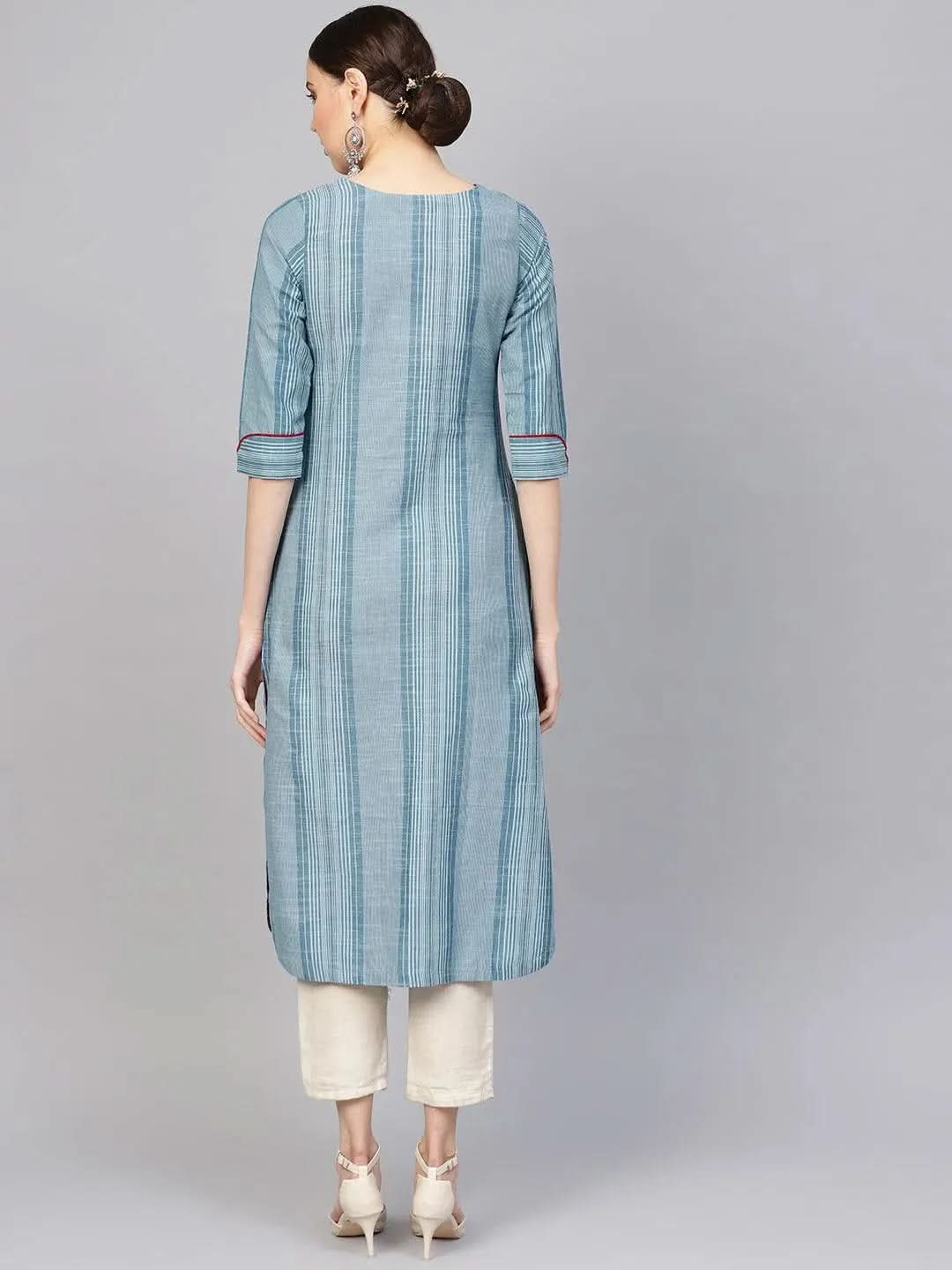 

Blue Printed Cotton Kurta