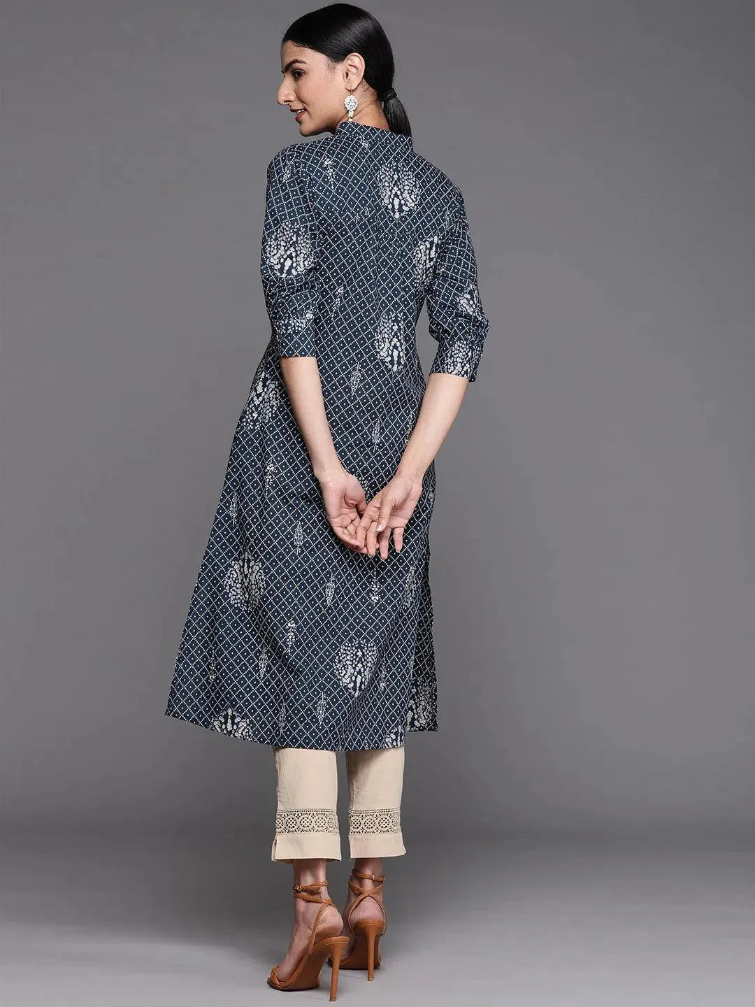 Blue Printed Cotton Kurta - Libas