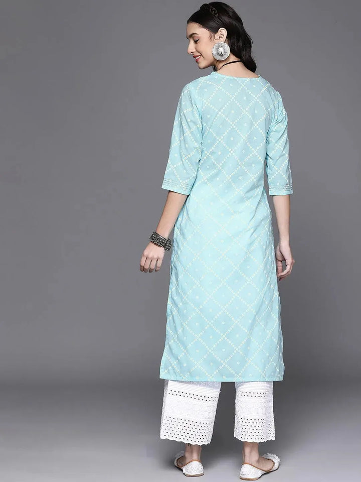 Blue Printed Cotton Kurta - Libas