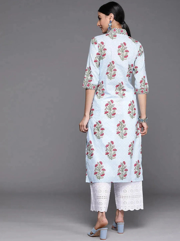 Blue Printed Cotton Kurta - Libas