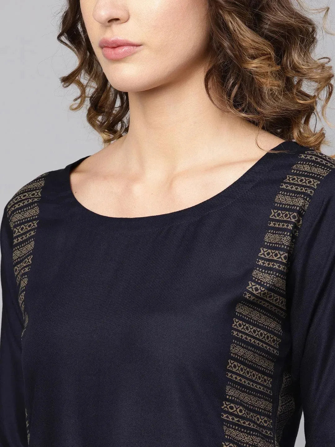 

Blue Printed Cotton Kurta