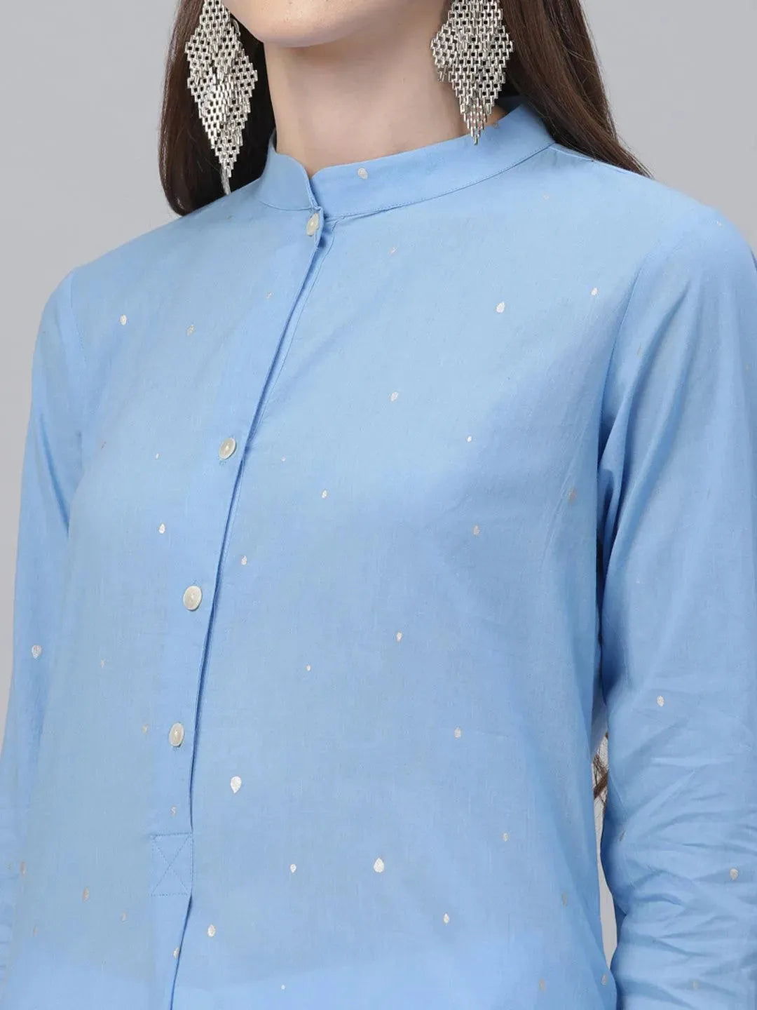 Blue Printed Cotton Kurta - Libas 