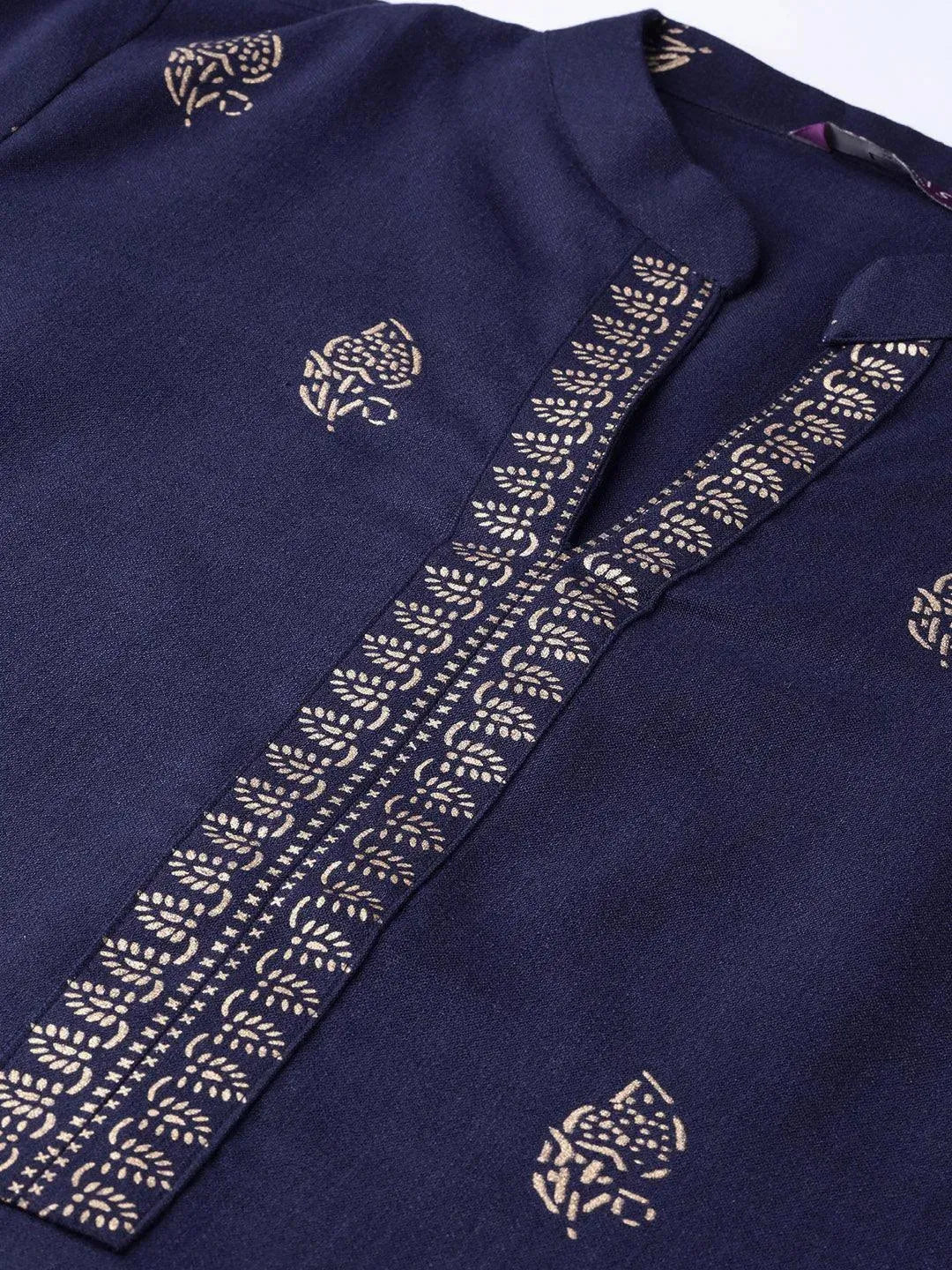 Blue Printed Cotton Kurta - Libas 