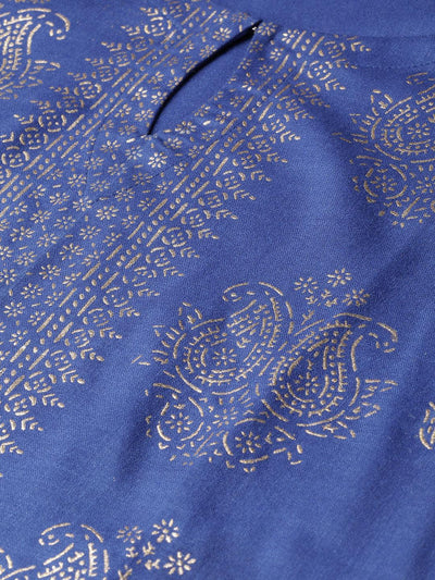 Blue Printed Cotton Kurta - Libas