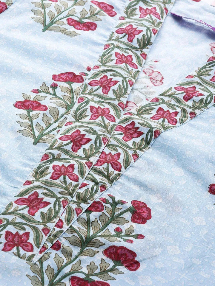 Blue Printed Cotton Kurta - Libas
