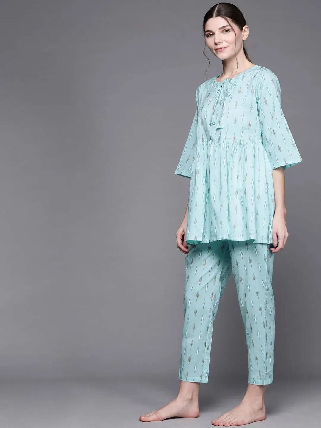 

Buy Blue Printed Cotton Night Suit - 50033- | Libas Ethnic Wear Online