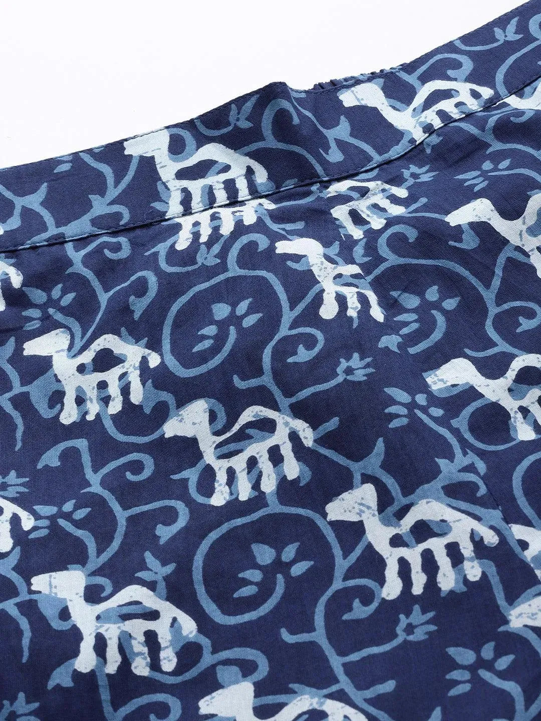 Blue Printed Cotton Night Suit - Libas 