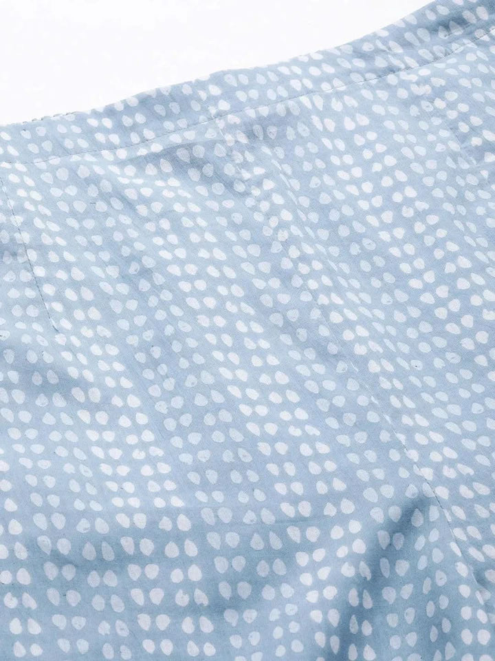 Blue Printed Cotton Night Suit - Libas