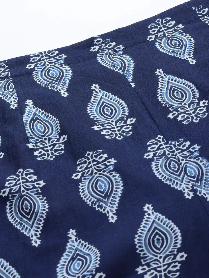 Blue Printed Cotton Night Suit - Libas