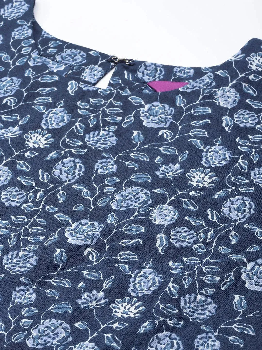 Blue Printed Cotton Night Suit - Libas 