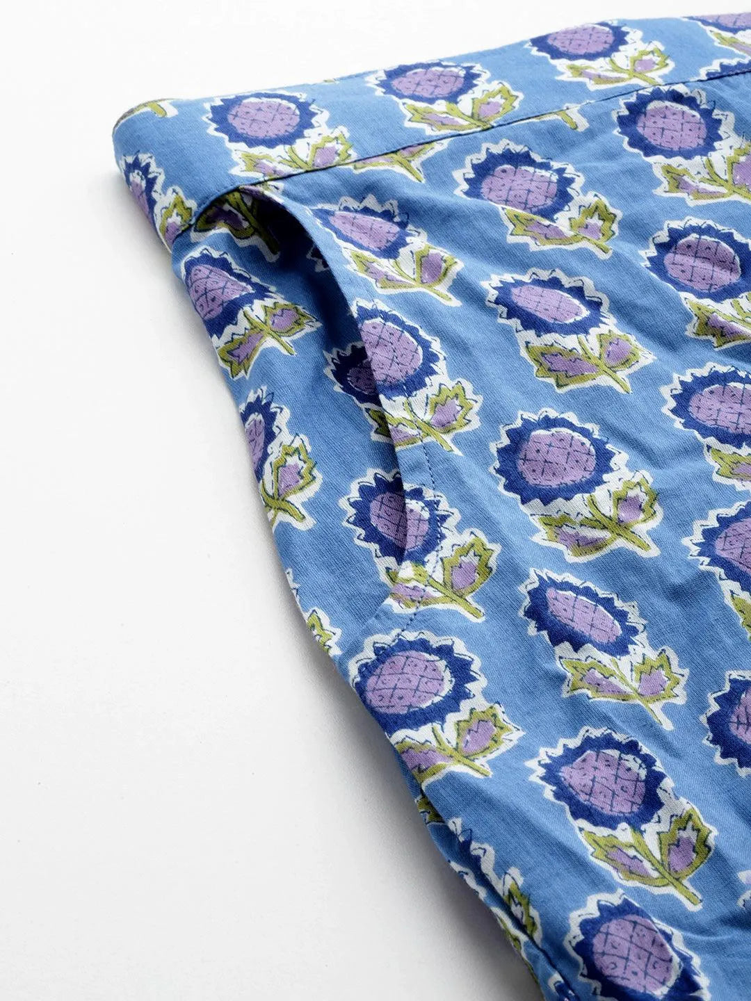 Blue Printed Cotton Night Suit - Libas 