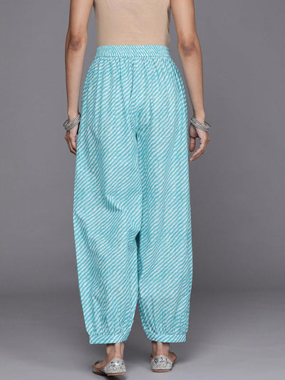 Blue Printed Cotton Salwar Pants - Libas